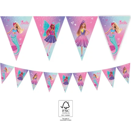 Bandeiras Triângulo papel 2,30m Barbie Fantasy